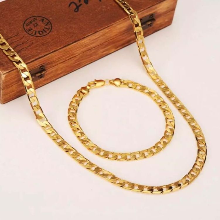 AlRashid Shopping Store Gold Neck Chain With Free Bracelet For Girl & Boys