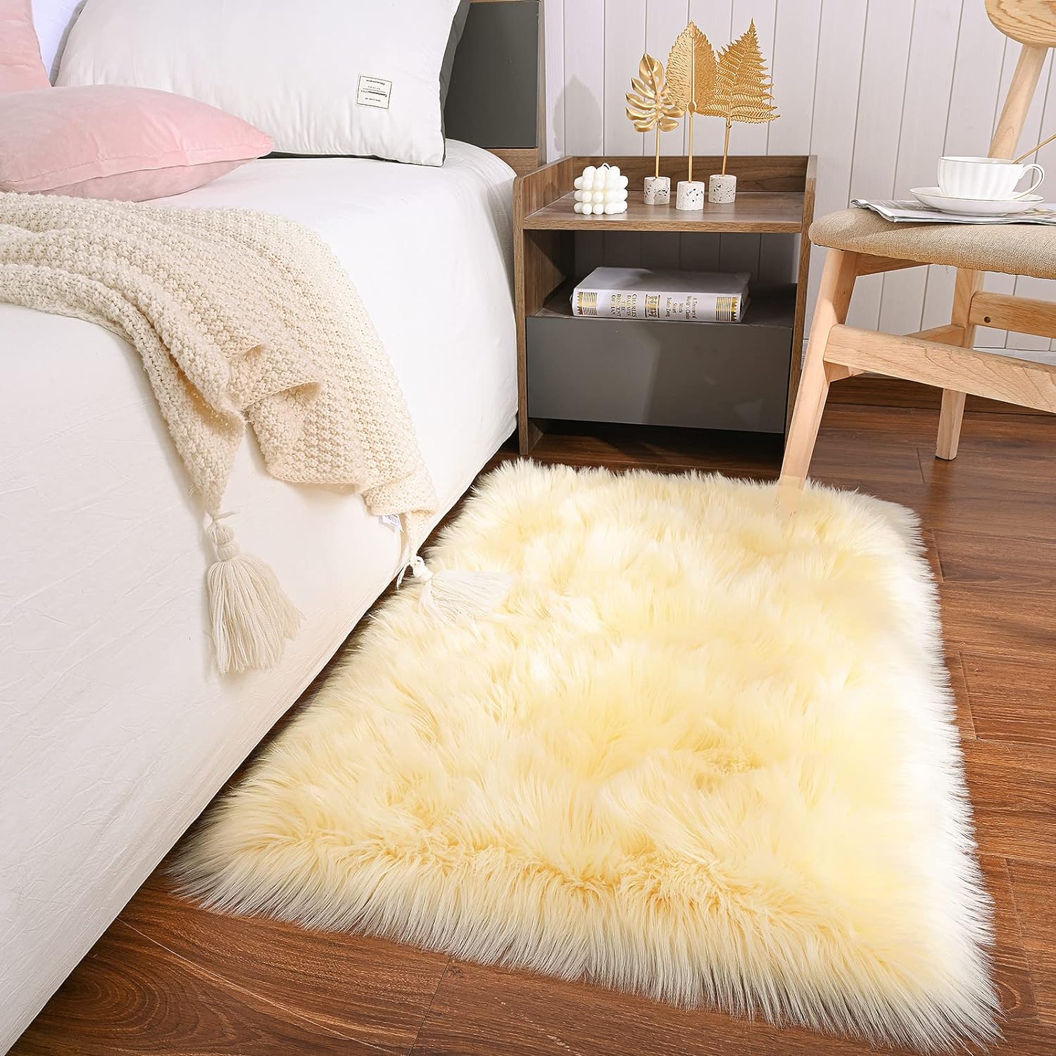 Faux Sheepskin Rug Grey Sheep Foot Door Mat Rug 24inch x 39inch