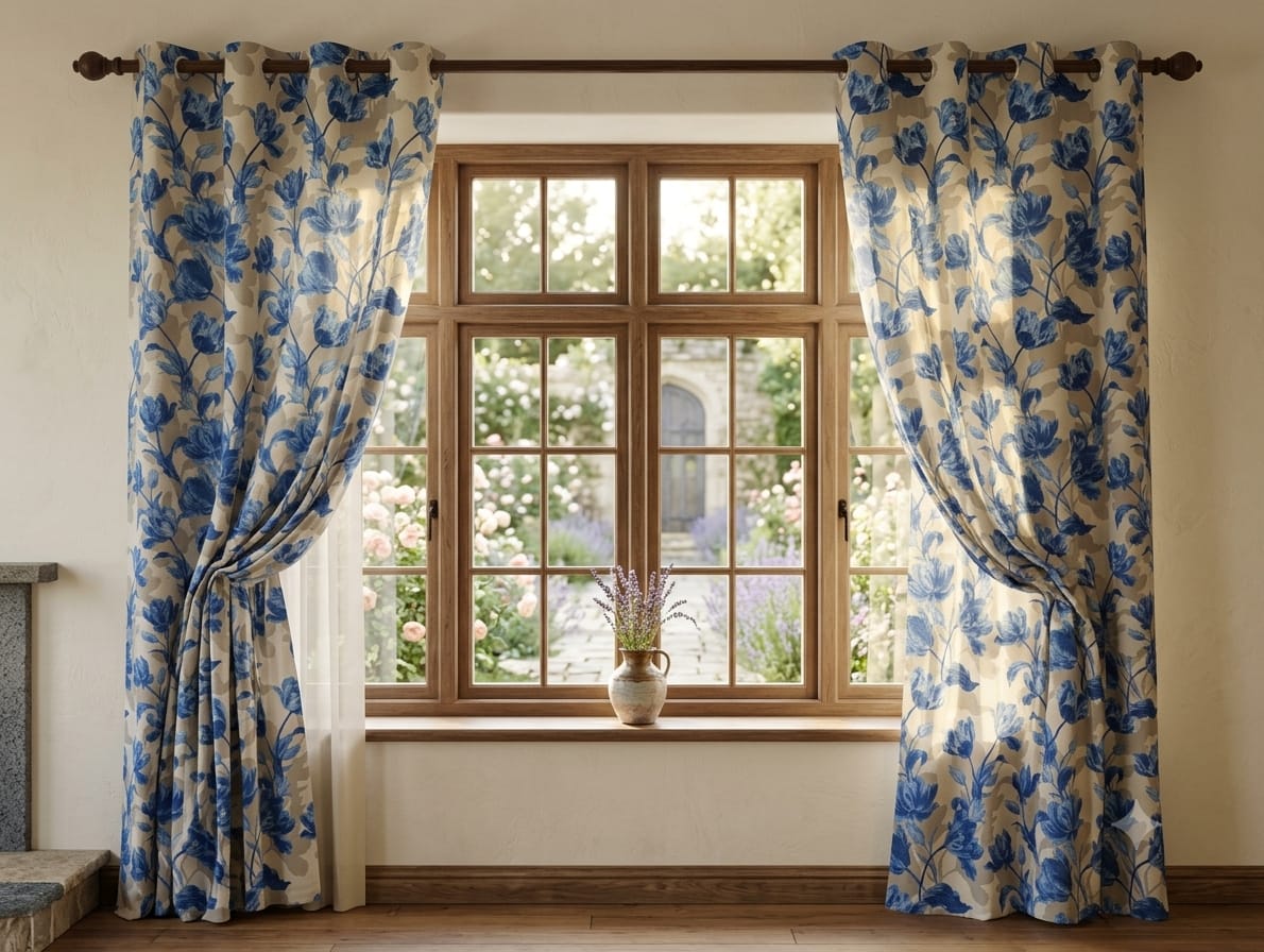 Export Italian Style Cotton Printed Ready Made Curtains For Your Bedroom,window,pardy (1 pc)