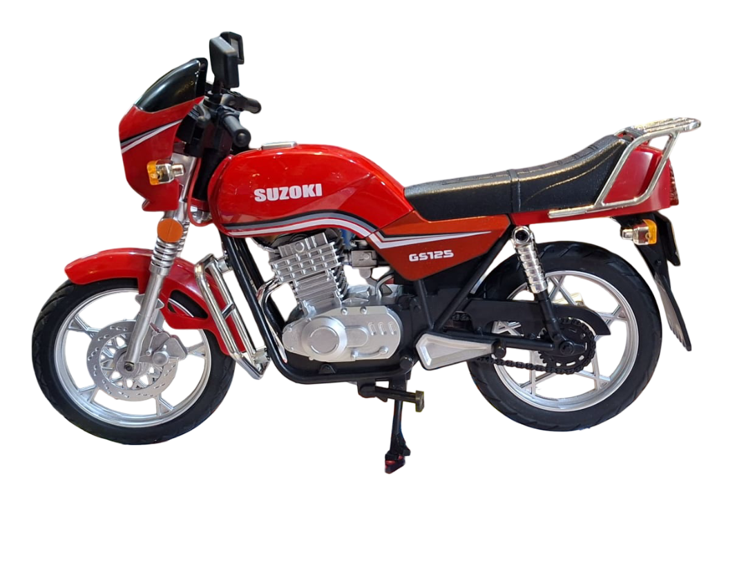Suzuki GS 125 Alloy Retro Motorcycle Model Diecast Toy With Light and Sound 1:18 Scale For Boys & Collectors