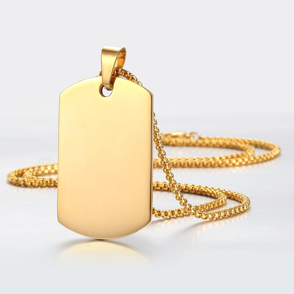 New Style Stainless Steel Gold Color Military Army Box Style Pendant ...
