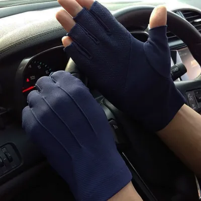 2022 Men's Fingerless Anti-Slip Driving Gloves Women Sun Protection Gloves  Summer Male Thin Breathable Anti-UV Cycling Gloves