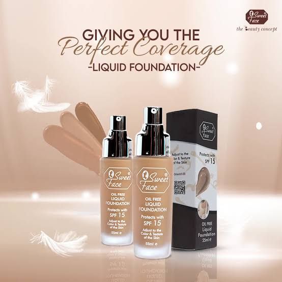 Sweet Face Oil Free Liquid Foundation 55ML 100% Waterproof Protect With SPF 15 (Fair 01)