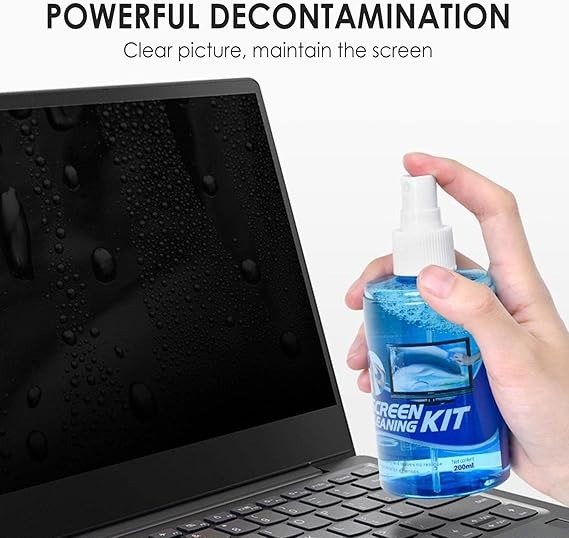 200ml Bio-Enzyme Lens Cleaner Kit with Microfiber Cloth & Soft Brush for All Digital Screens, Anti-Static & Streak-Free