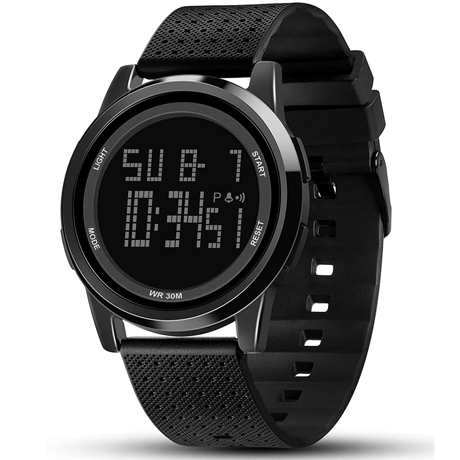 Embellet Watch For Men Silicone Rubber Sports Military Waterproof Digital Watch Black