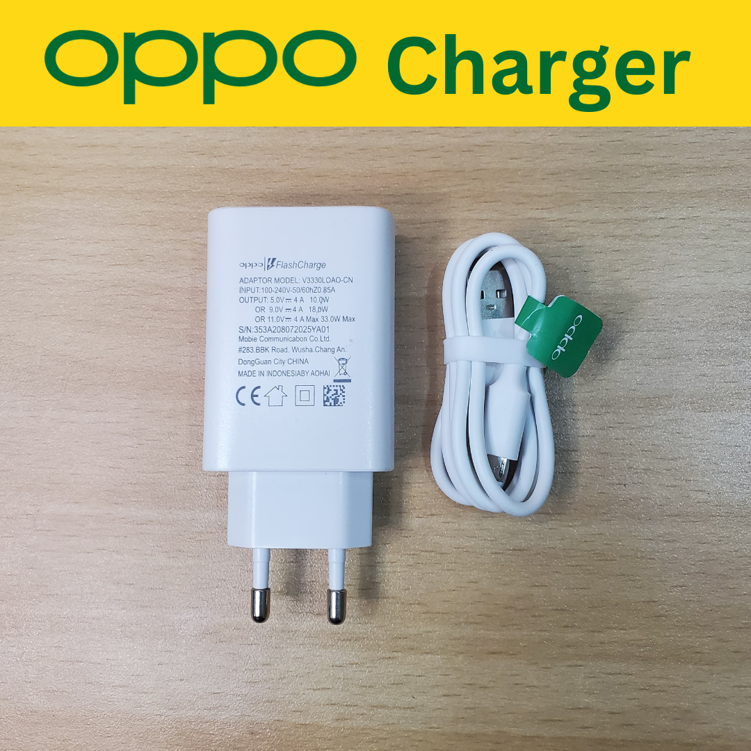 Oppo Original Charger + Data Cable (Micro-usb and Type-C) Quick Charge - Fast Charging Supported. Wall Charger - Oppo Charger