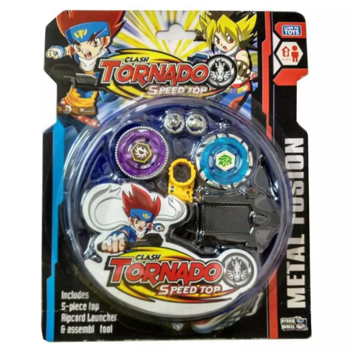 beyblade metal fusion clash of tornado speed top 2 Launchers and 4 Bey set