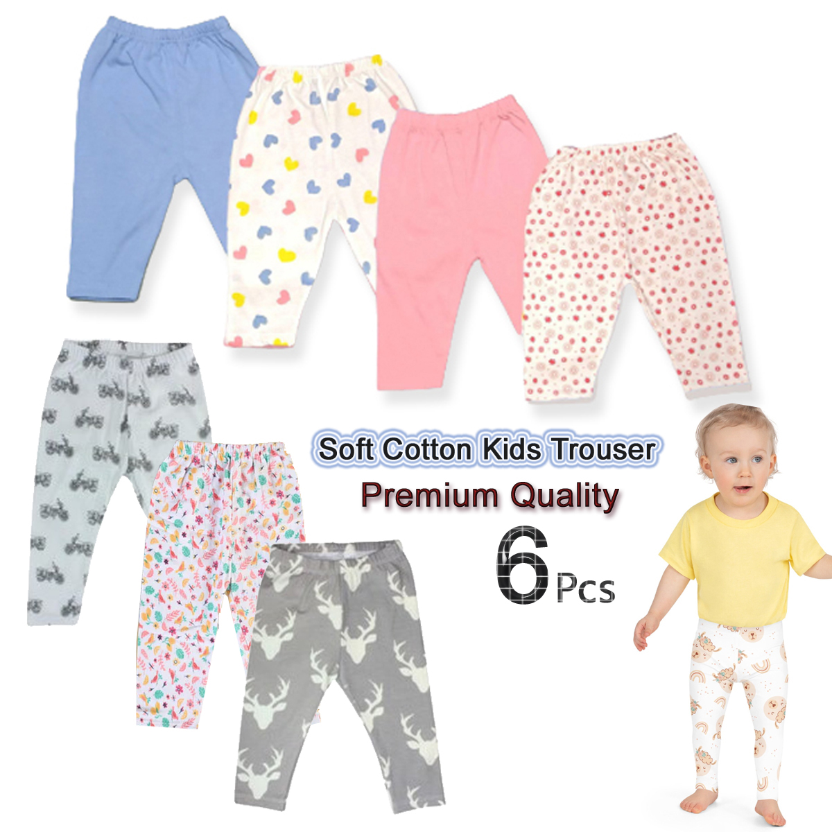 6 pcs - Baby Trousers Winter/Summer for baby Boys Girls - Pants Kids For Newborn Children's Clothing - Baby pajama - Bottom