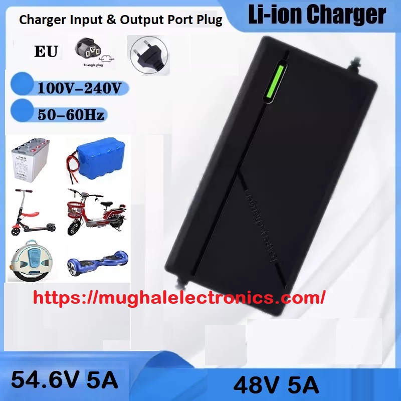 48V 5A Electric Bike Fast Charger 54.6V 5A 13S 48V Battery Charger 5A Constant Current and Constant Voltage Full Self-Stop