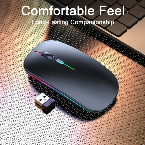 Rechargeable Wireless Bluetooth Mouse 2.4GHz Slim Optical LED USB Mouse for Laptop, PC, Mobile & Smart TV