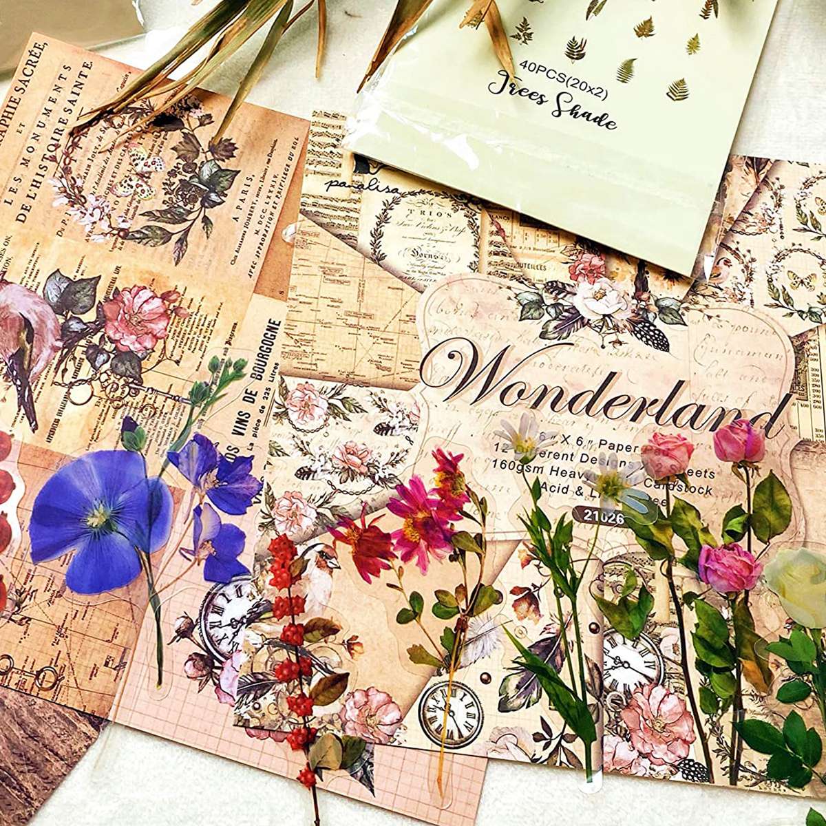 240 Piece Vintage Diary Scrapbooking Supplies Pack DIY Vintage Scrapbooking  Sticker Paper Kit for Collage Photo