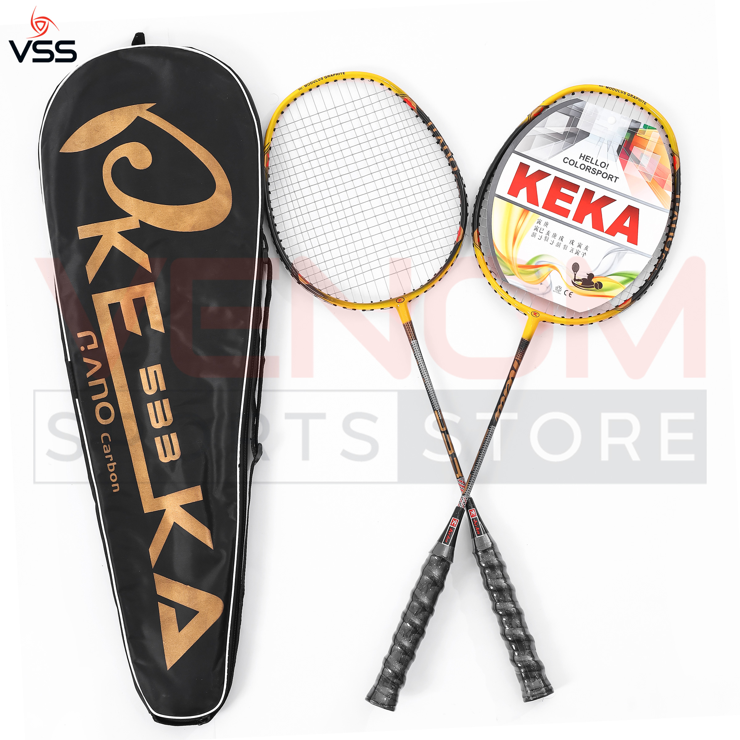 Keka Racket Original Keka W-533 Nano-Carbon Lightweight Badminton Racket Set (Pair ...