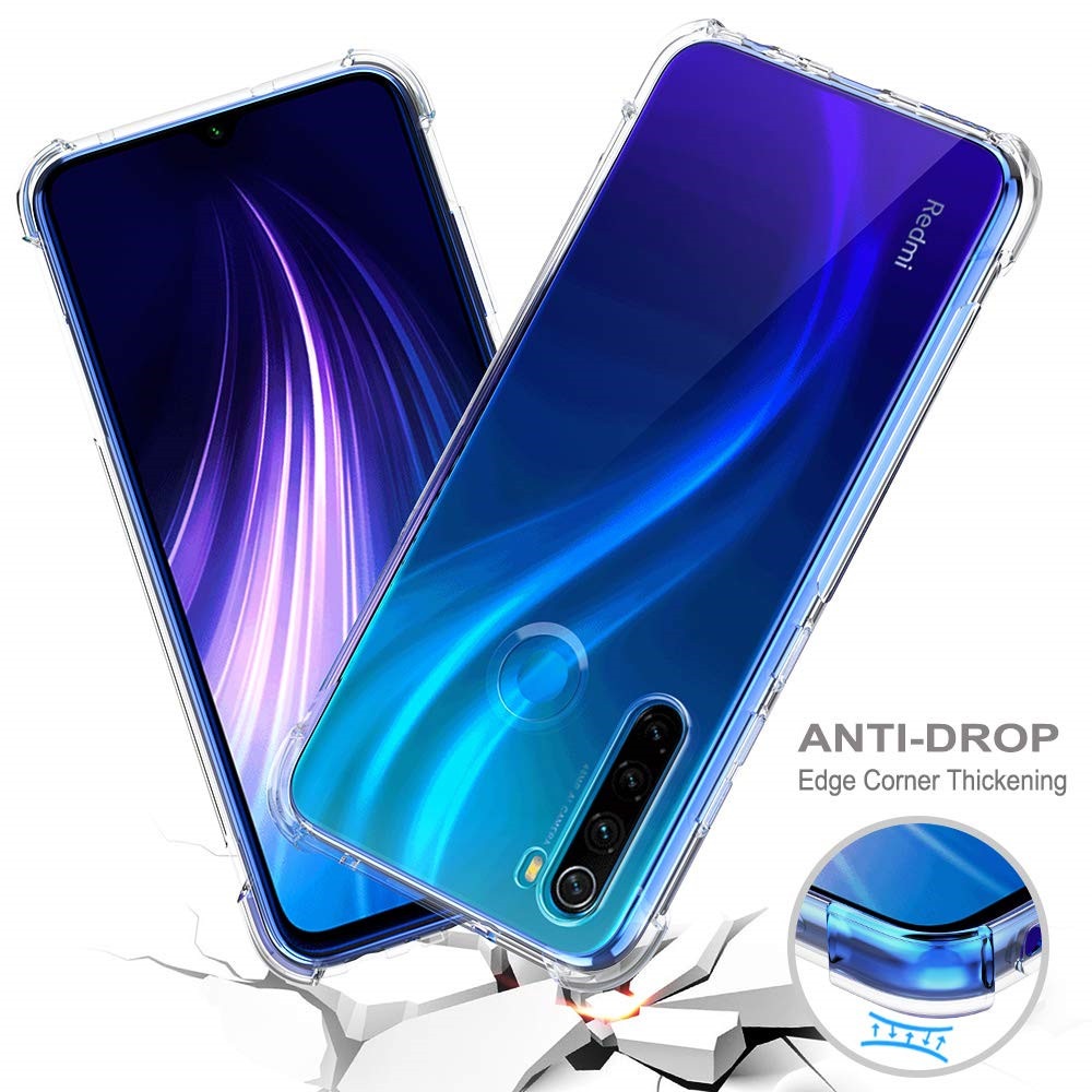 Xiaomi Redmi Note 8 Soft TPU Transparent Case, Shockproof Back Cover with Camera Protection, Slim Design