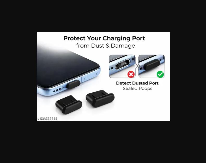 4-Pack Universal Type-C Anti-Dust Plugs for USB Ports, Durable Polymer Protection, New - Black