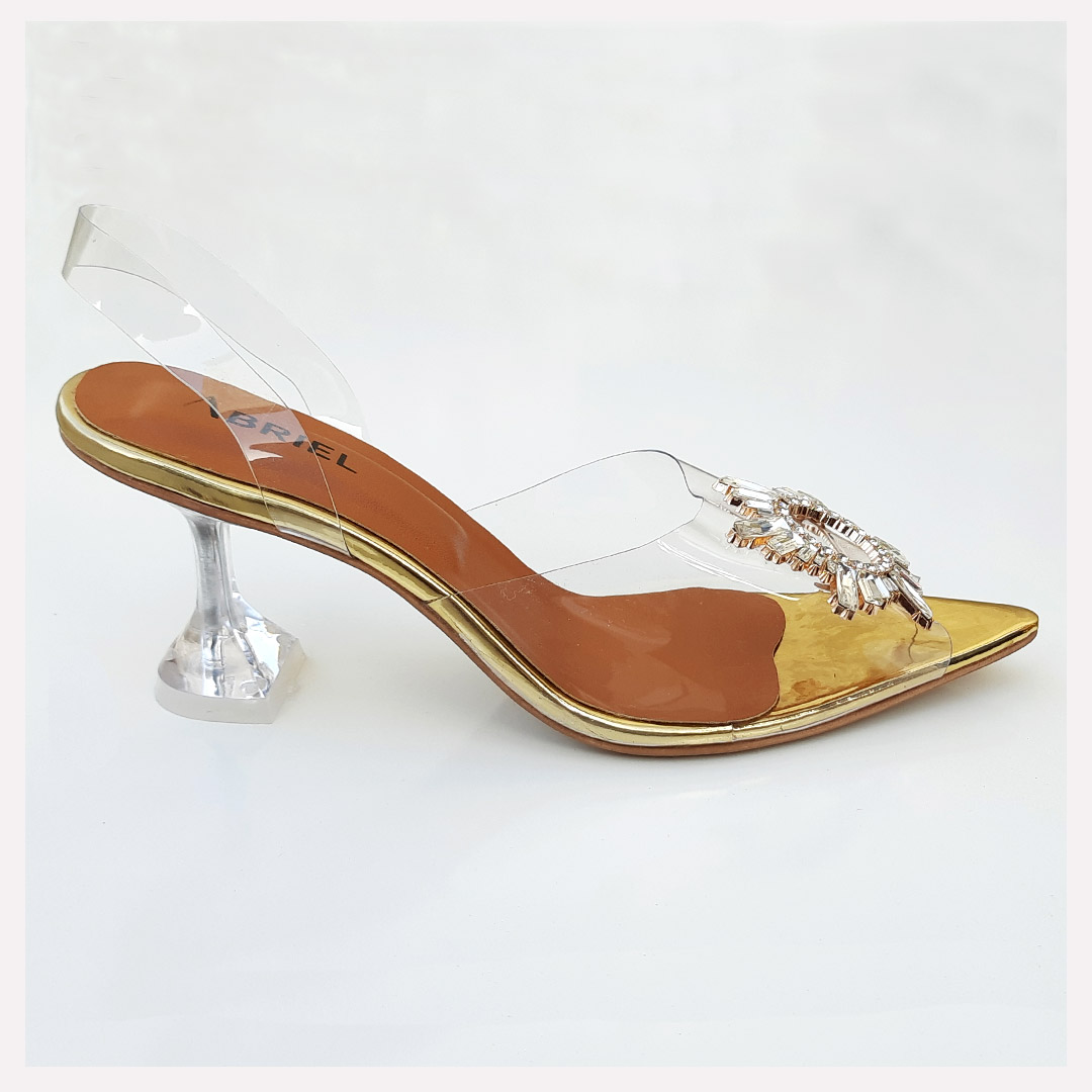 Gold 2025 clear heels