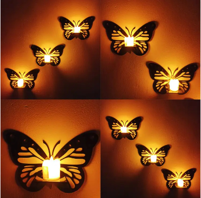 Bilal Accessory Store D Wooden Wall Decorative Shelf | Butterfly Wall Shelf | Large Size Decorative Butterfly Wall Shelf | Candlestick| Wall Décor ideas |Home decoration items | Wall Décor |Classic Wall Art | Butterfly Design Candle Stand| Butterfly shelf