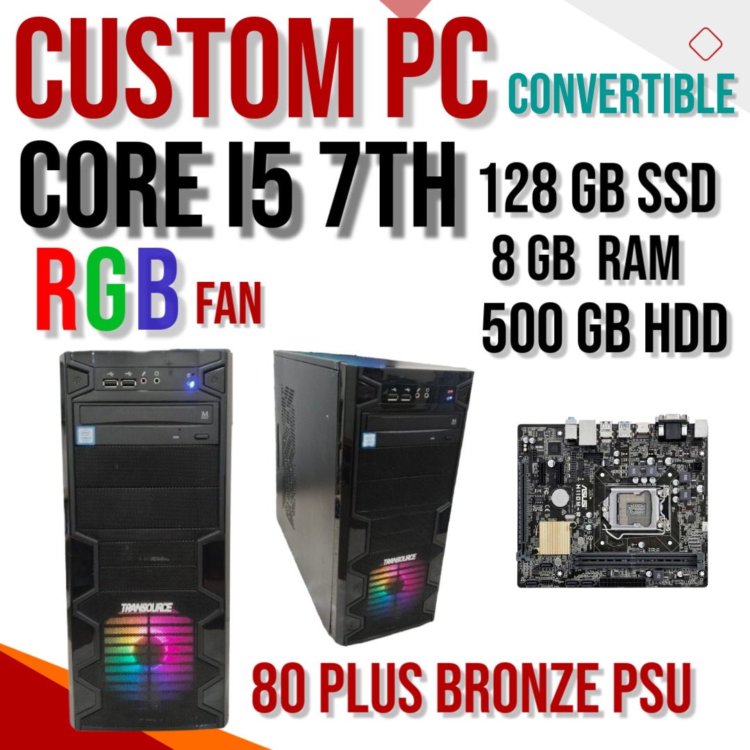 RGB Gaming PC | Core i7 4th Gen | 16GB RAM | 128GB SSD + 500GB HDD | 4GB Gaming Graphics Card | H81 Motherboard | 4 RGB Fans High Performance Desktop Computer