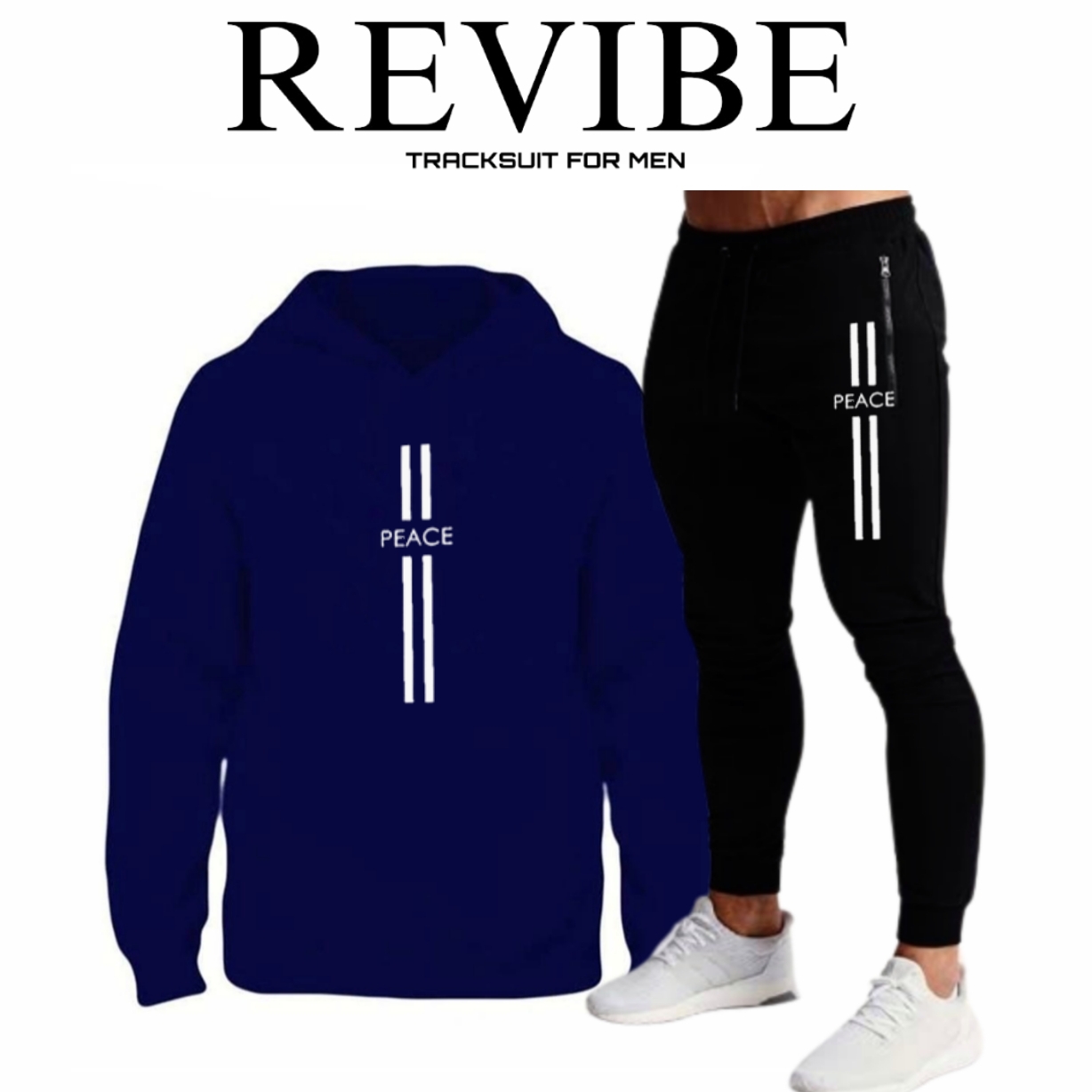 REVIBE - White Peace Printed Tracksuit For Men - Hoodies For Men