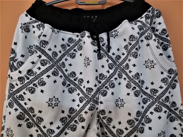 White Printed Three Pocket Fleece Trouser