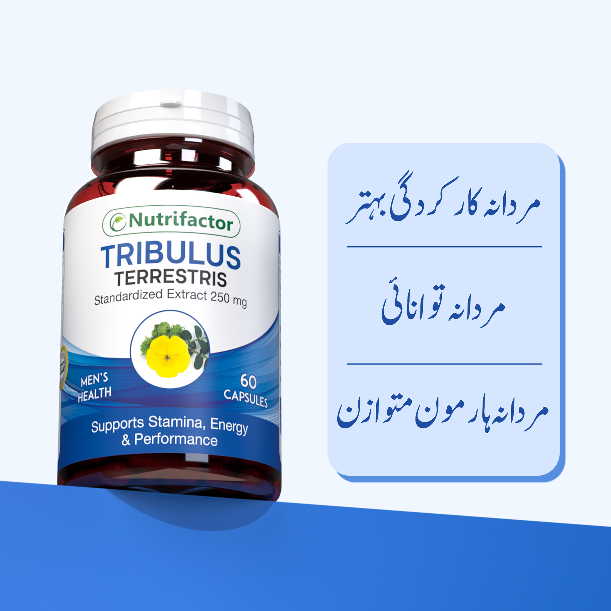 Nutrifactor Tribulus Terrestris - Male Health Supplement | Male Fertility , Stamina, Strength & Reproductive Health Support | 60 Capsules