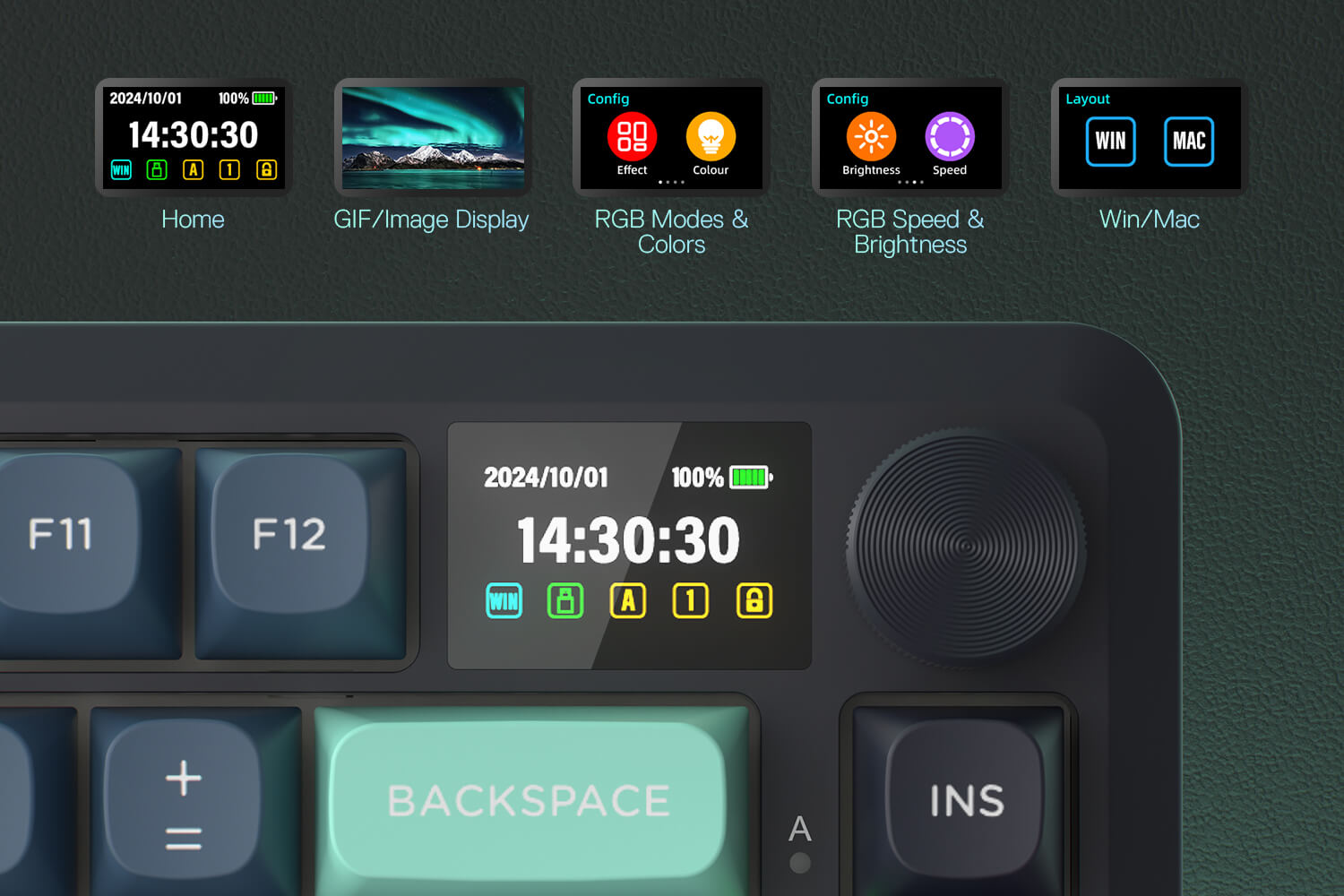 Redragon K724 PRO BEHEMOTH Wireless Mechanical RGB Gaming Keyboard 75% Layout 3-Mode Connectivity Linear Mint Mambo Switch 19 086e9b5b79ea88f6b526c5f996694c33