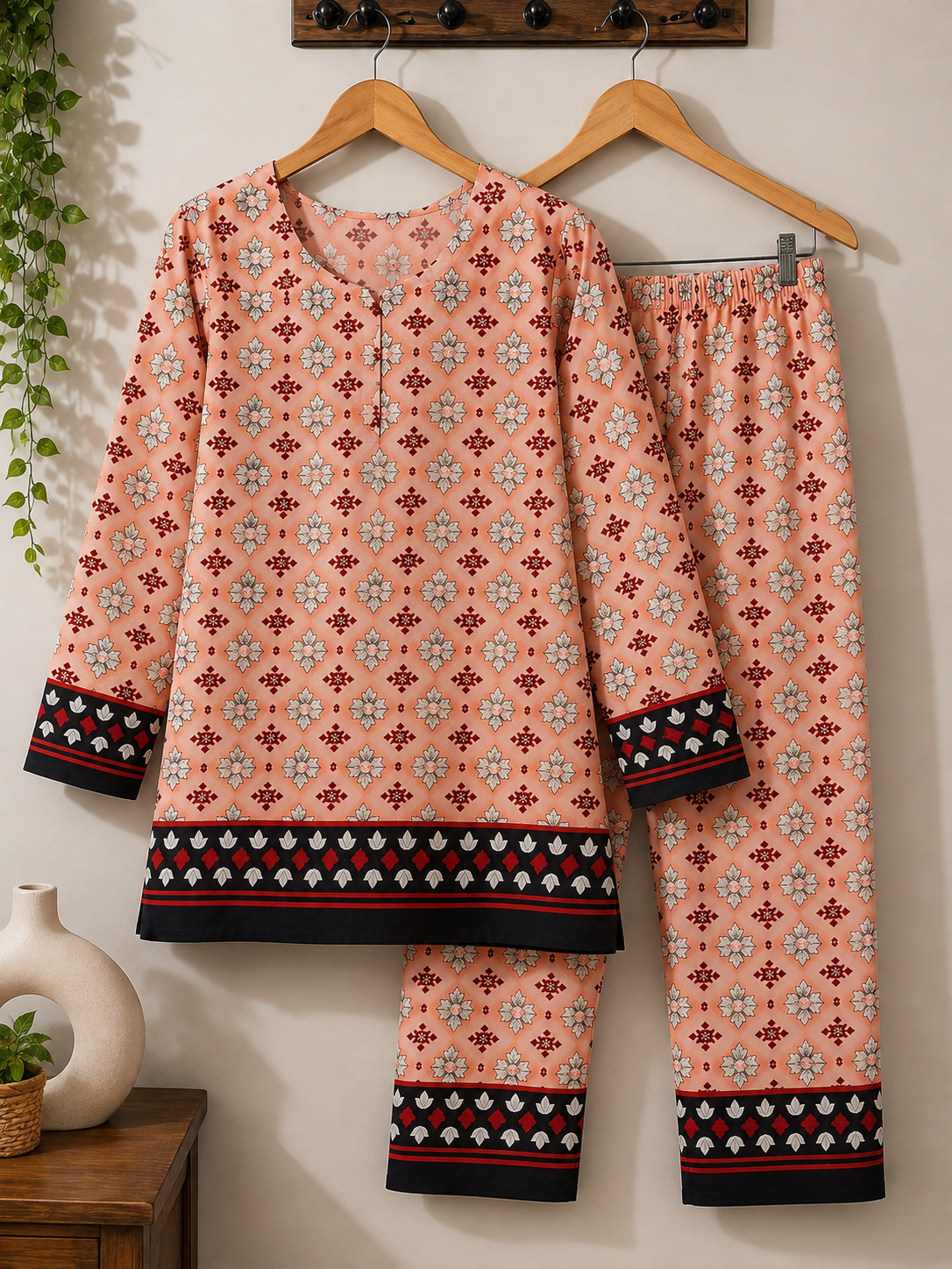 Trendy Cotton Stitched Suit 2-Piece – Soft & Comfortable Fabric – Elegant Everyday Wear – Perfect for Casual, Work & Gatherings