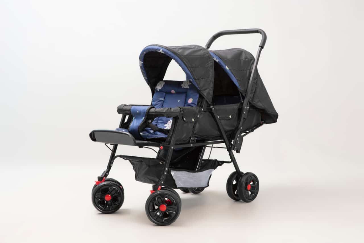 Twin Double Seat 8 Big Tyres Alloy Foldable Baby Stroller Pram