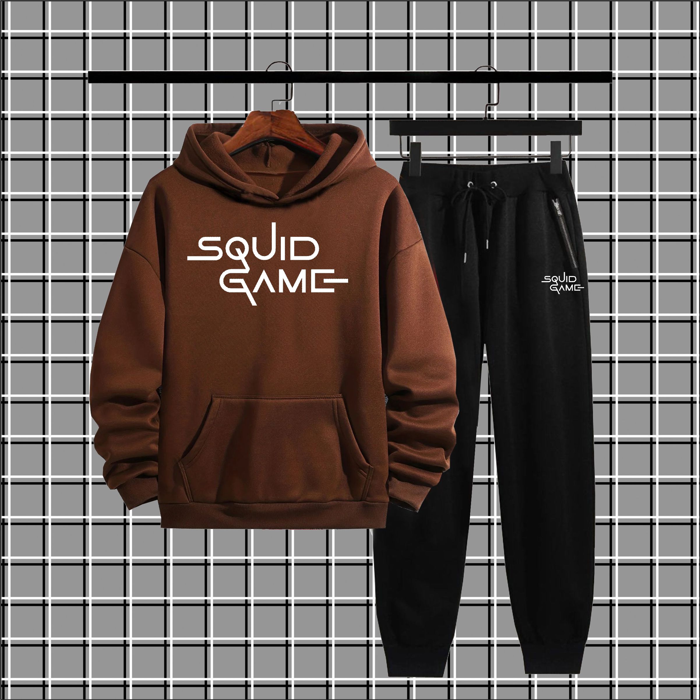 Squid game Printed winter Hood Tracksuit For Men and Boys