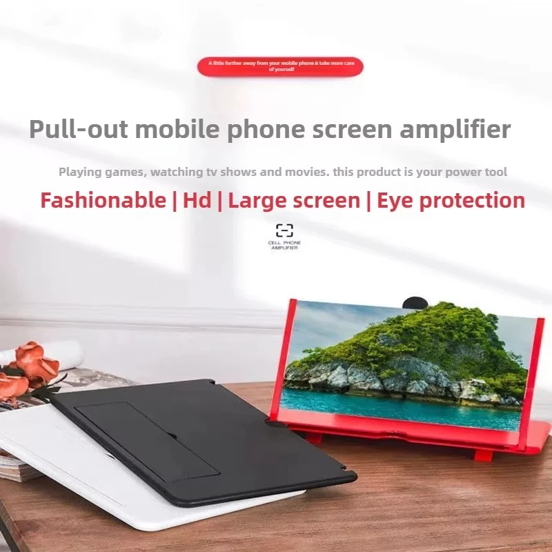 Universal 3D Smartphone Screen Magnifier | HD Video Amplifier with Retractable Stand | Portable Mobile Cinema