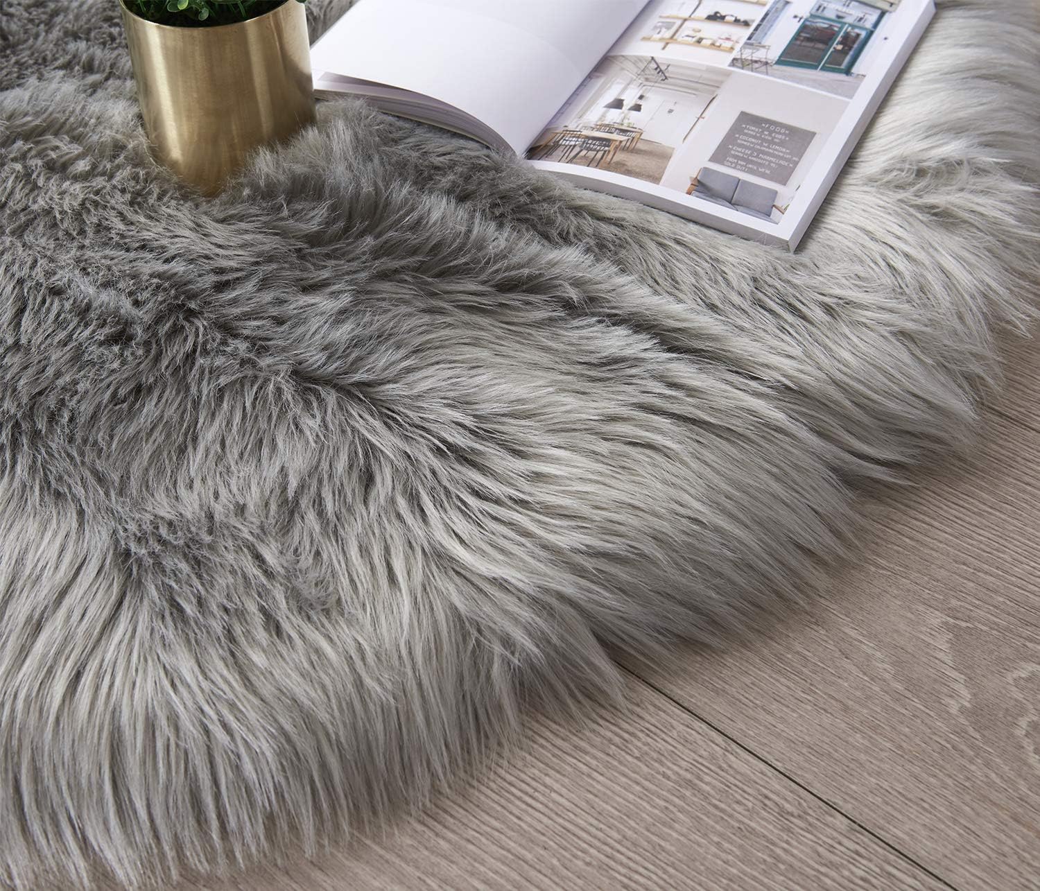 Faux Sheepskin Rug Grey Sheep Foot Door Mat Rug 24inch x 39inch