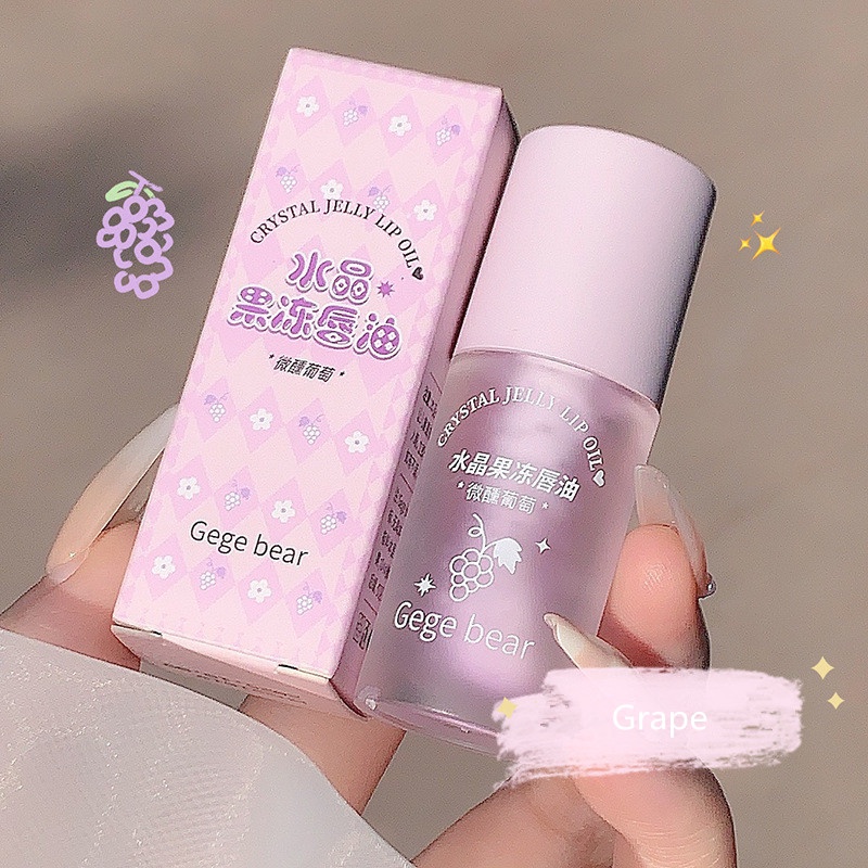 1PC Gege bear Fruit Hydrating Plumping Lip Gloss Crystal Jelly Long Lasting Not Sticky Clear