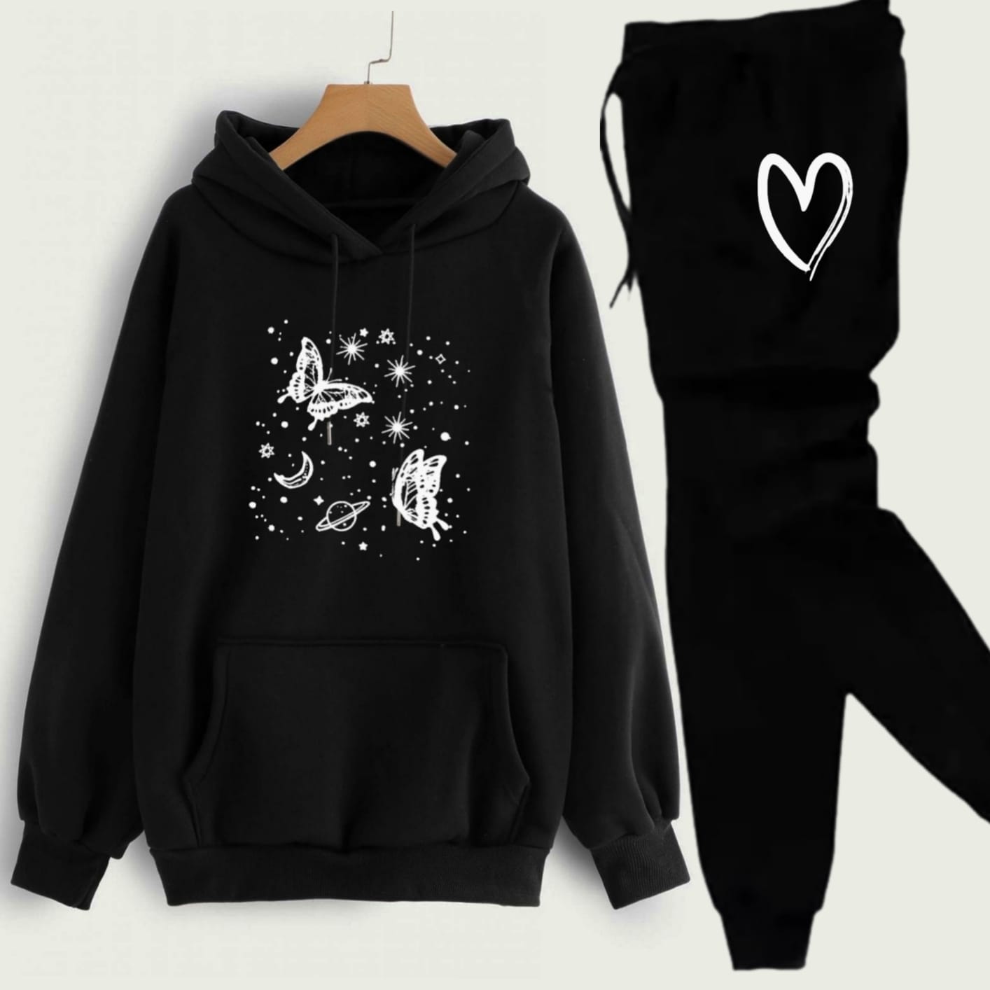 Pink Butterfly Printed Tracksuit For Girls & Women - Comfy & Cozy Hoodies For Girls