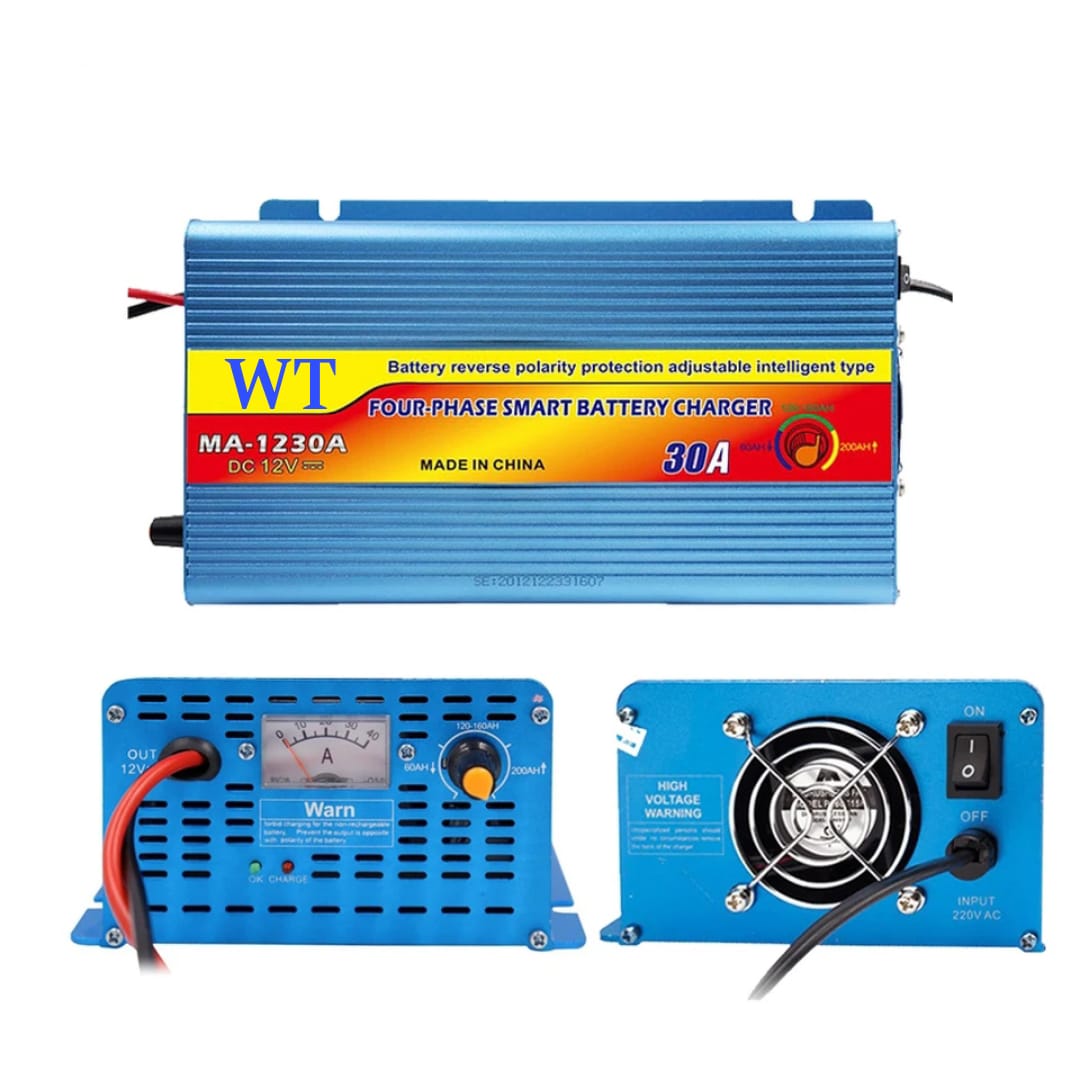 Car Battery Charger 10A/20A/30A Current Display 220V to 12V Leadacid