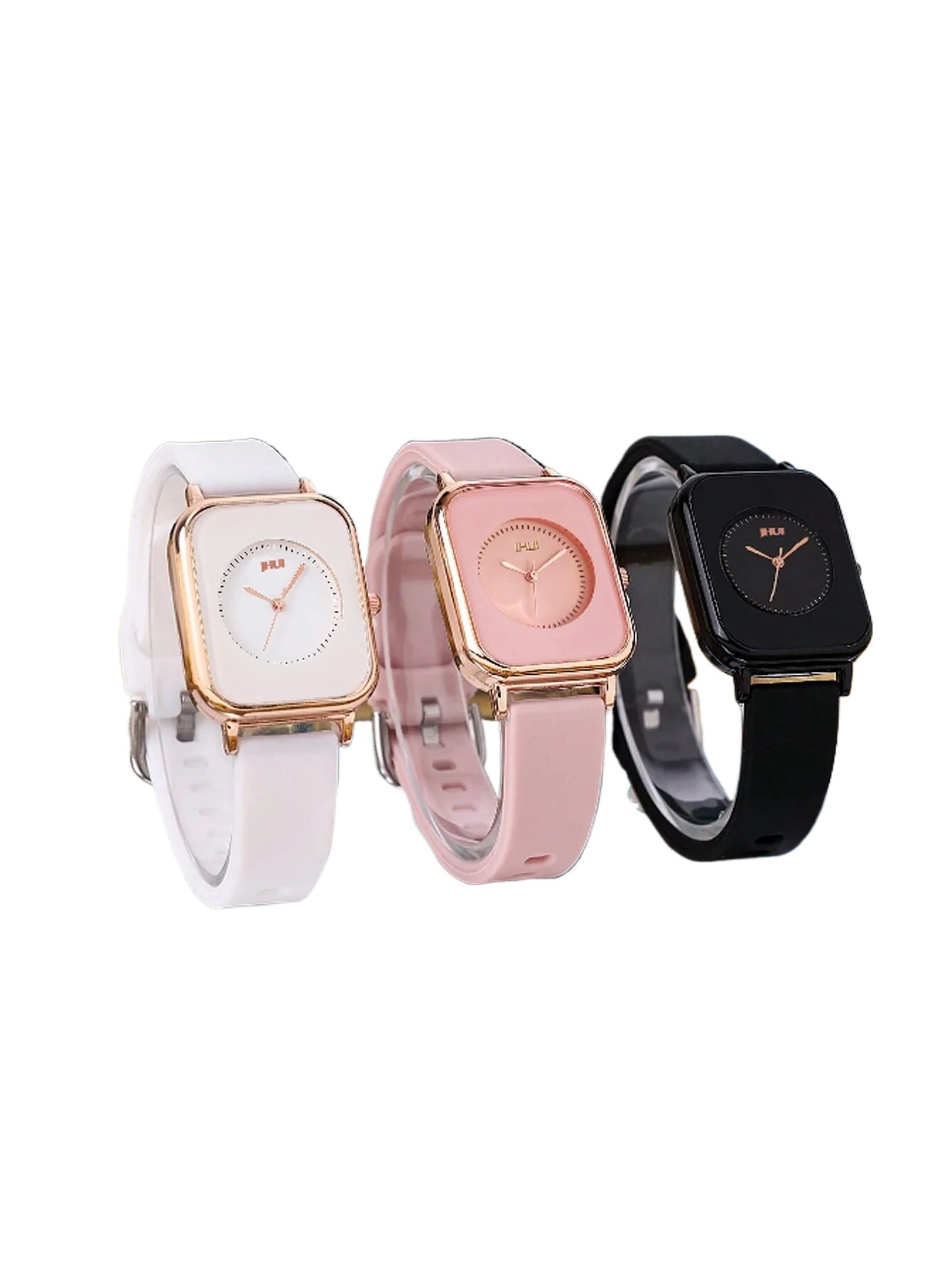 Ganfanry 1pcs Elegant Square Alloy Quartz Watch with PU Strap for Daily Wear