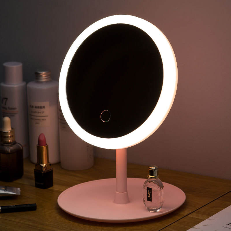 Portable LED Makeup Mirror With Light, Touch Sensor, Natural Daylight, Rechargeable Variant, 90° Rotating Vanity Mirror, Tabletop Vanity Mirror, Vanity Mirror With Light