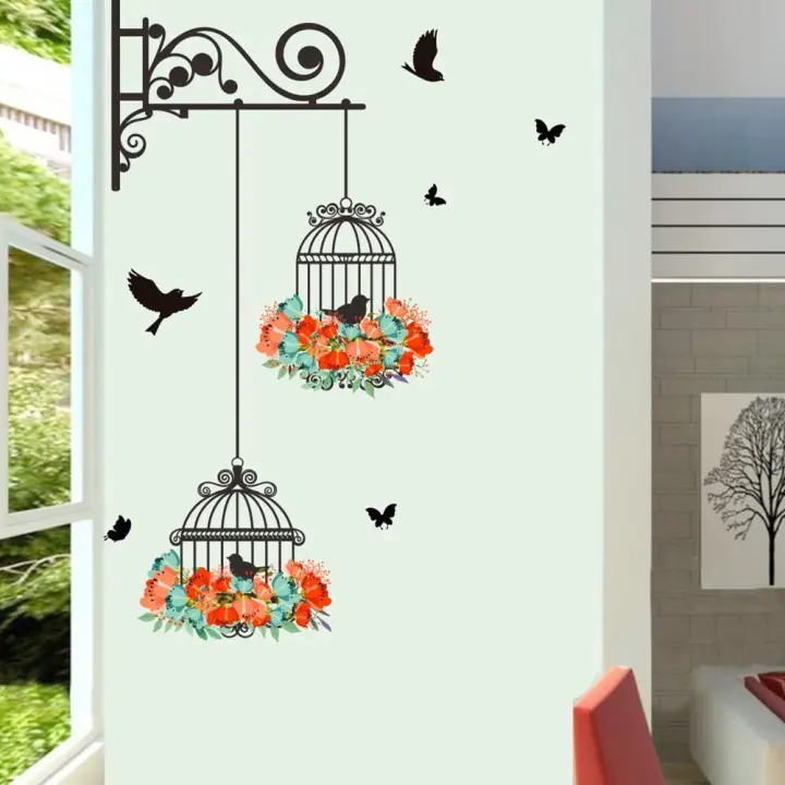 Cute Bird Cage Wall Sticker Art Mural Living Room TV Background  Kindergarten Decoration: Buy Online at Best Prices in Pakistan 