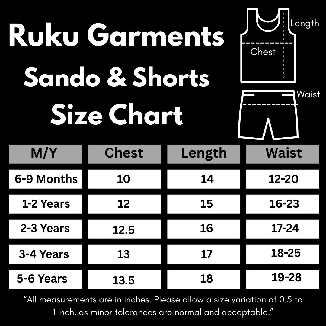 Ruku Garments Pack Of 3 Stylish Sandos & Shorts For Kids Clothing Set Best For Summer