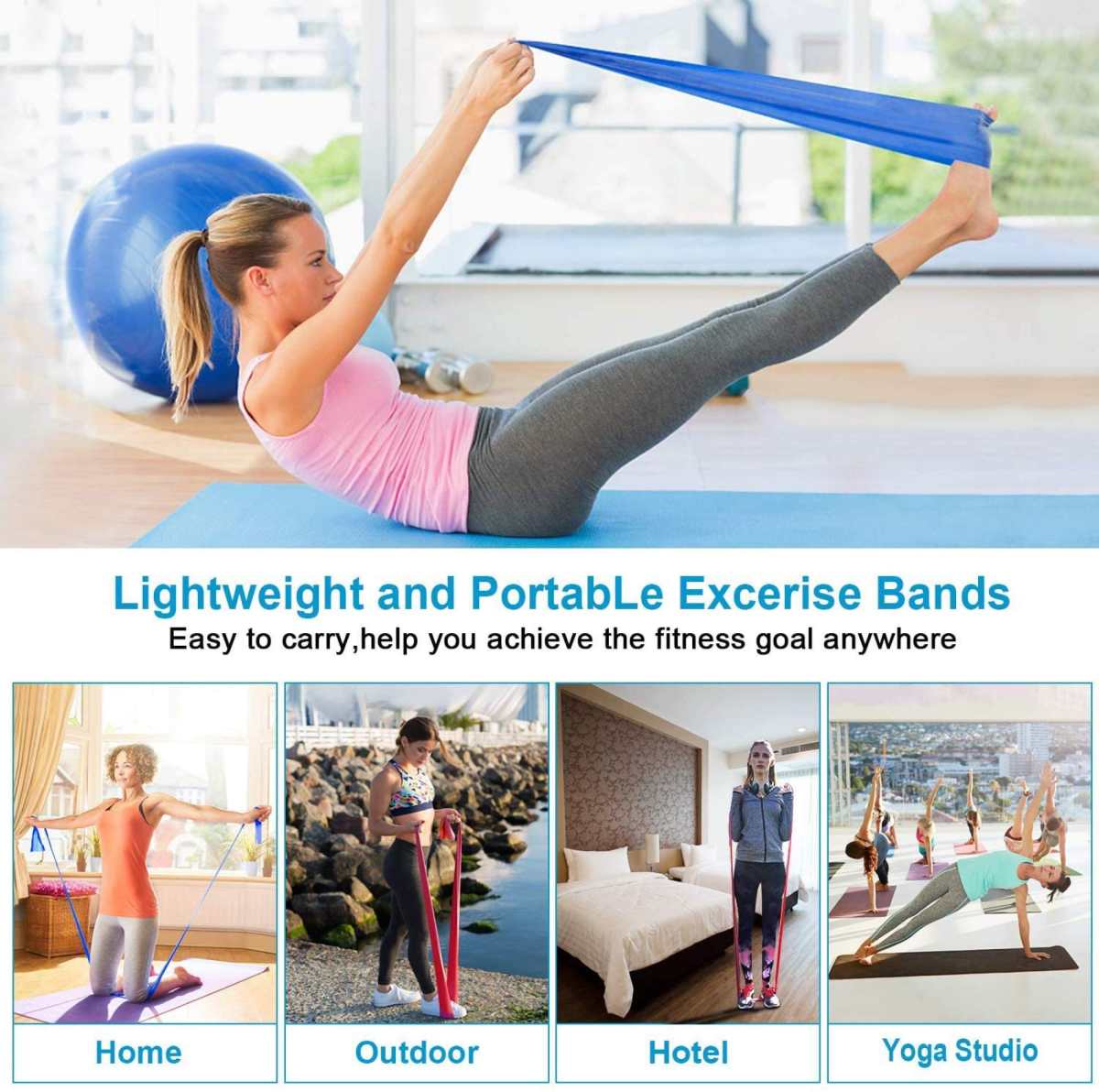 Latex Elastic Rubber Resistance Bands for Upper & Lower Body & Core Exercise at-Home Workouts, and Rehab