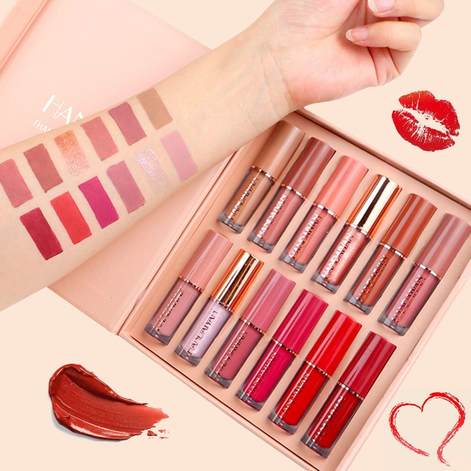 12 Pce Mocallure Highiy Pigmented Matte Lip Gloss Waterproof Long Lasting Quick Drying Non Stick Cup Nude Lip Stain Kit Up Lip Makeup Gift Kit For Women