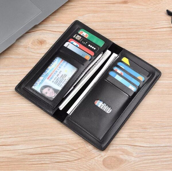 Men's PU Leather Slim Long Mobile Wallet For Men All Season Business Style With Phone Compartment And Card Slots