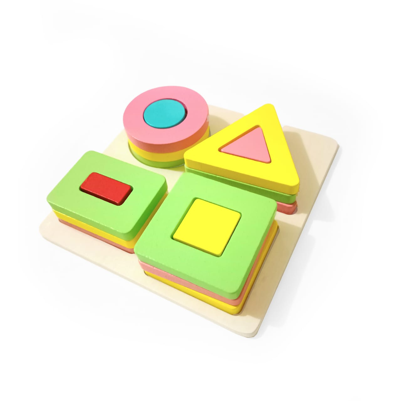 Lewo Wooden Puzzle Toddler Toys Shapes Sorter Preschool Geometric Blocks Stacking Games for Kids Geometric Shape Sorter