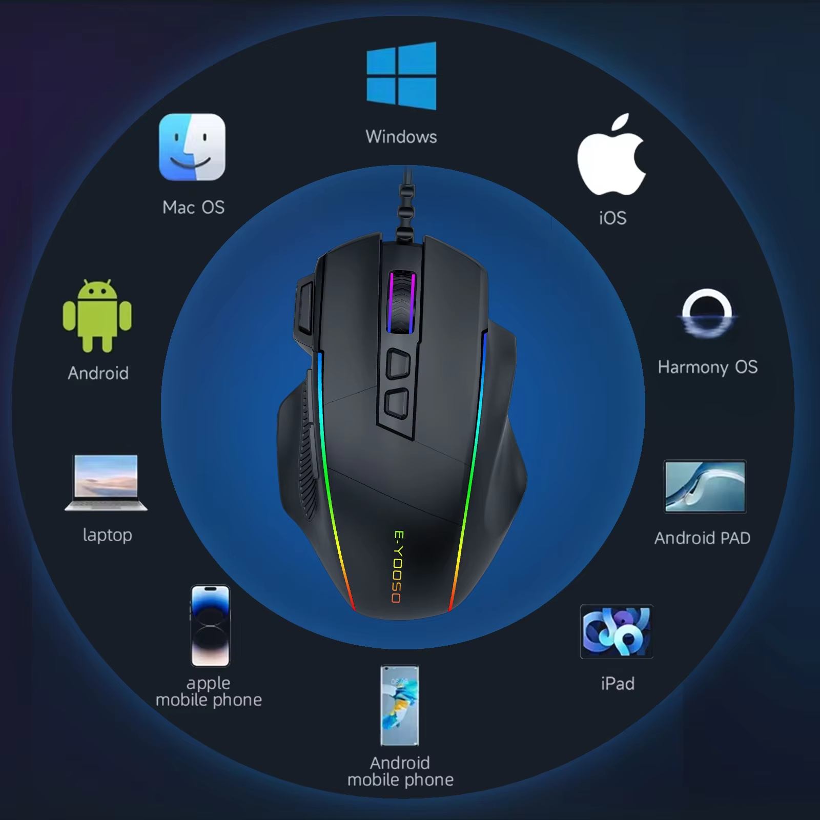 E-YOOSO X-49 Wired RGB Gaming Mouse 12400Dpi with 8 Programmable Buttons and Extra Fire Button Ergonomic Design 22 08c55f6bb6056b80f764eb870333ff75