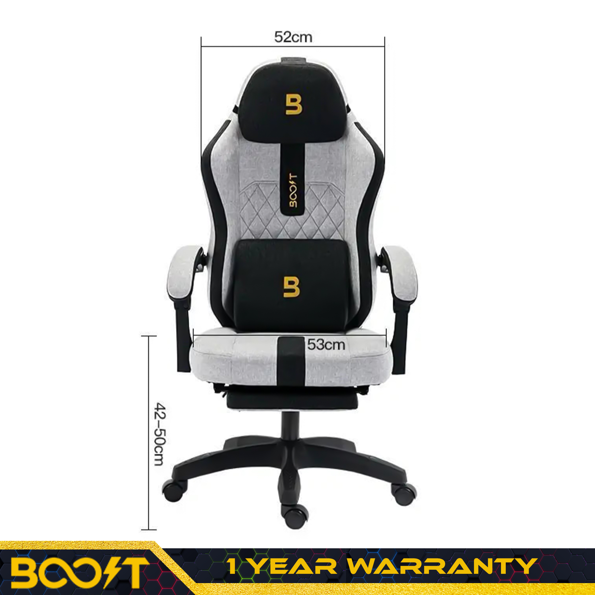 Boost Surge Pro Ergonomic Chair with Footrest - Premium Velvet, Adjustable Back, 1-Year Warranty