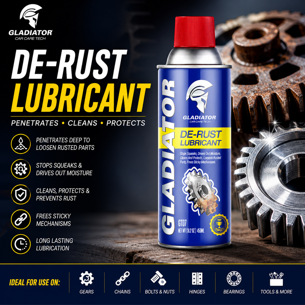Gladiator De Rust Lubricant Rust Remover,Zang Remover spray for bike,car,Auto Parts,Multipurpose - GT07 - 450ml