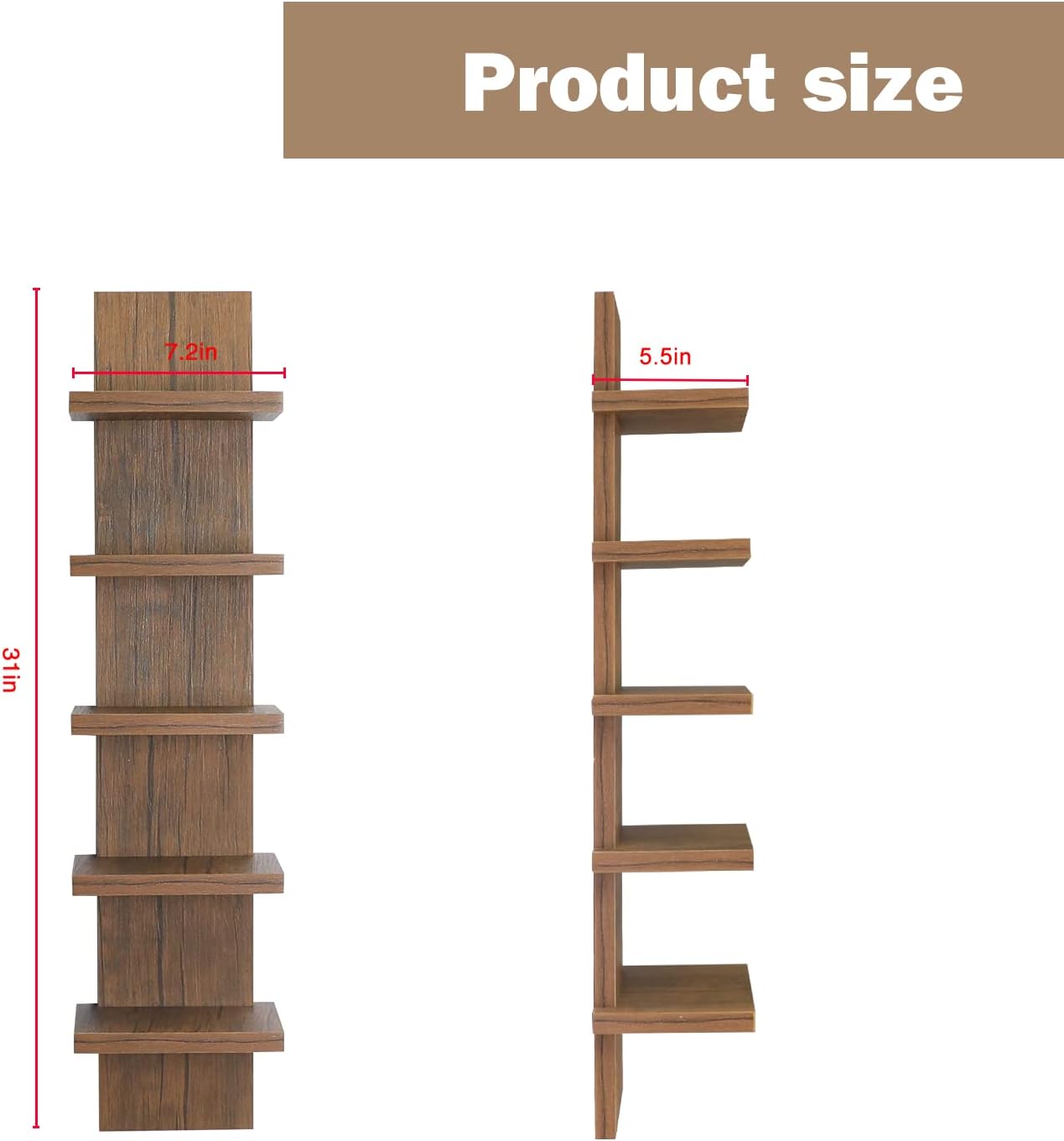 SEGAWE 5-Tier Bookshelf Set Of 2 – White Free-Standing Wall Shelves For Home Office Or Living Room