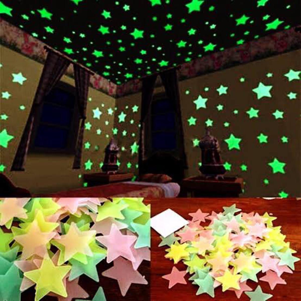 Night glowing stars - Home Decor - Glow in the Dark Stars For Kids Room - Pack of (100)
