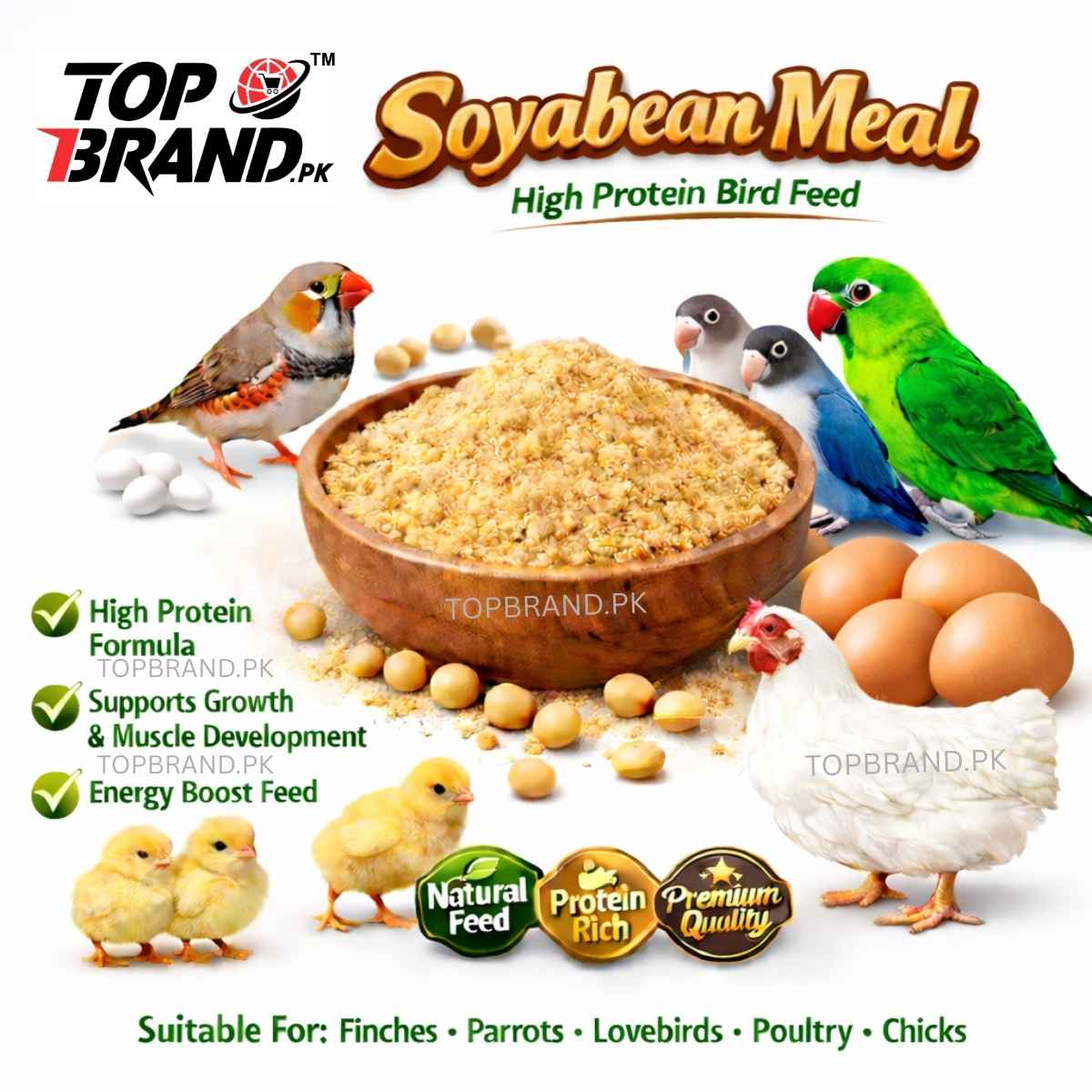 Soyabean Meal 1kg  High Protein Bird Feed Crushed Soybean Natural Protein Feed for Finches Parrots Lovebirds Poultry & Chicks