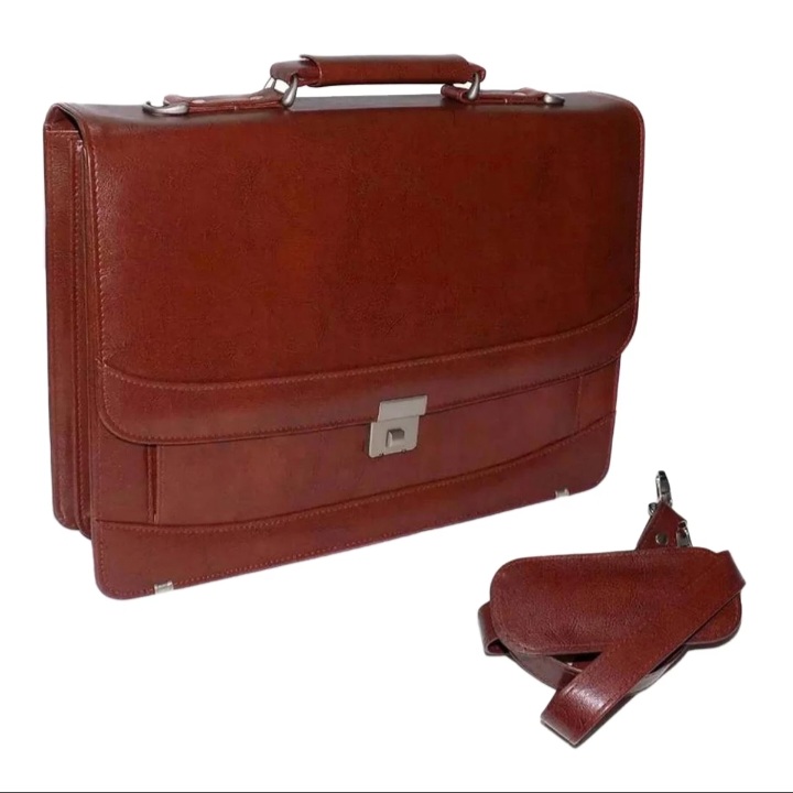 Classy PU Leather Laptop Bag Brown and Black Attache Case Men Leather Briefcase with Safe Lock for Office File Bag For Men
