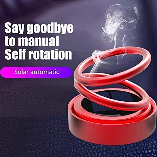 Shine Solar Car Air Freshener - Automatic Rotating Double Ring Dashboard Perfume Diffuser, Solar Powered