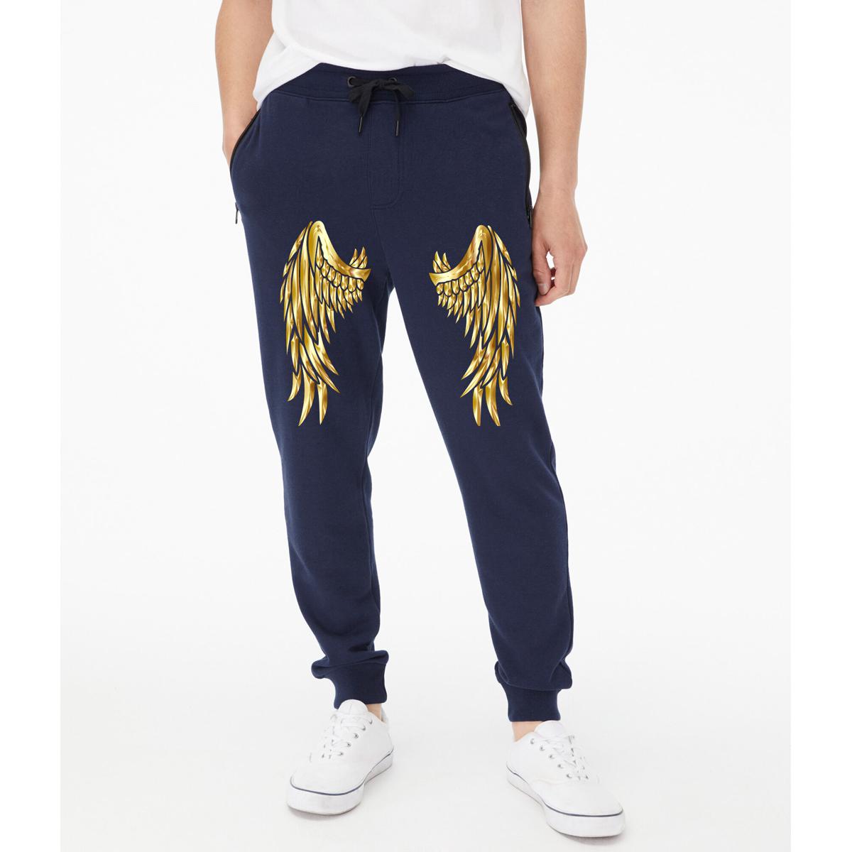Men & Boys Gold-Wing-printed Stuff for winter Slim Cuffed Jogging Trouser for Men & Women Girls Gym Sweat Pants